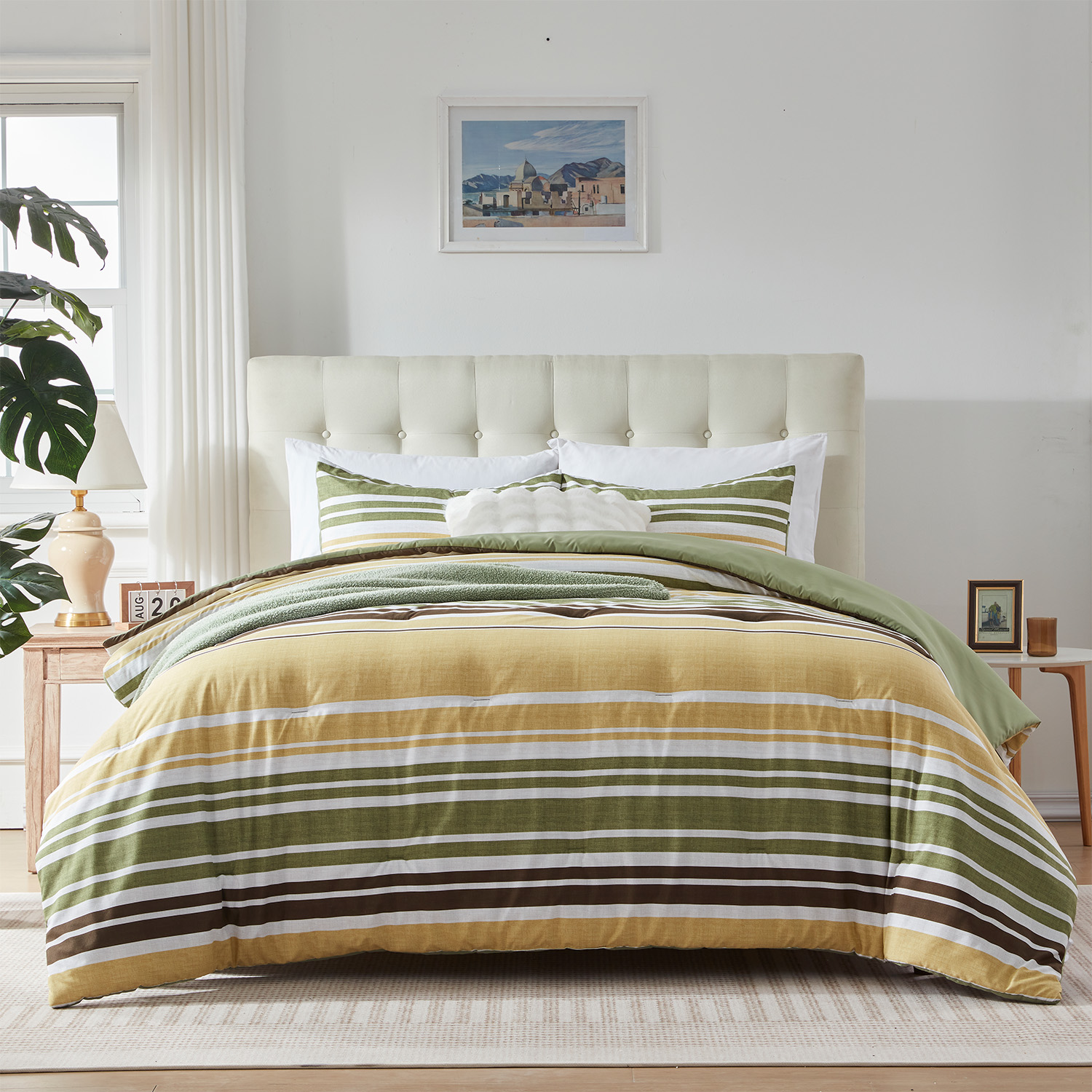 Set de pălării moale galben-verde cu imprimare digitală