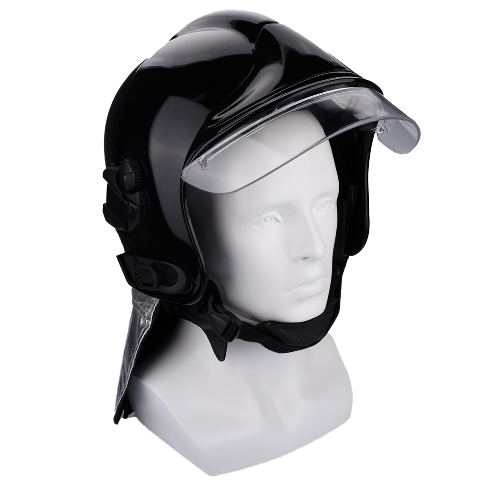 EU-602 European F1 Black Fire Fighting Helmet Double Visors NOMEX IIIA Aluminum foil Shawl