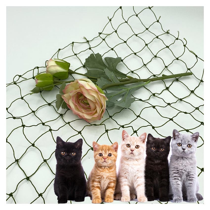 Macska biztonsági háló macska zöld kerítésháló testre szabható nylon acélhuzallal megerősített macskaháló erkélyre