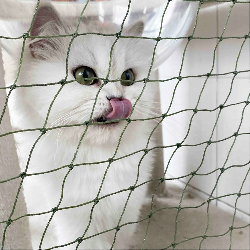 Durable nylon stainless steel wire reinforced green balcony cat protection net