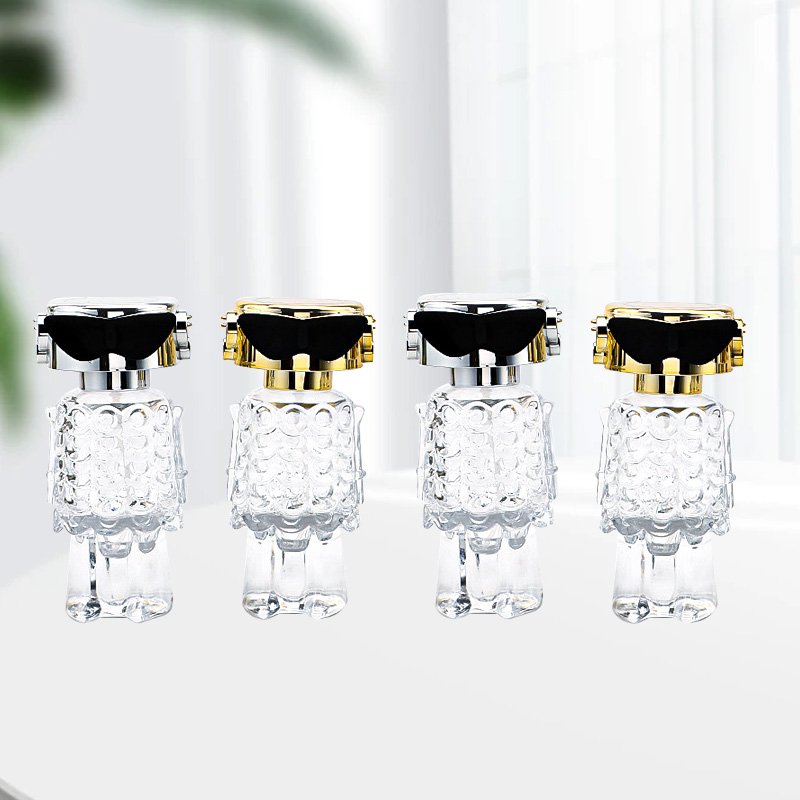 בULK 50ml 100ml בקבוקי זכוכית ריקים שקופים עם לחיצה וריסוס בגירסא נשי רובוט