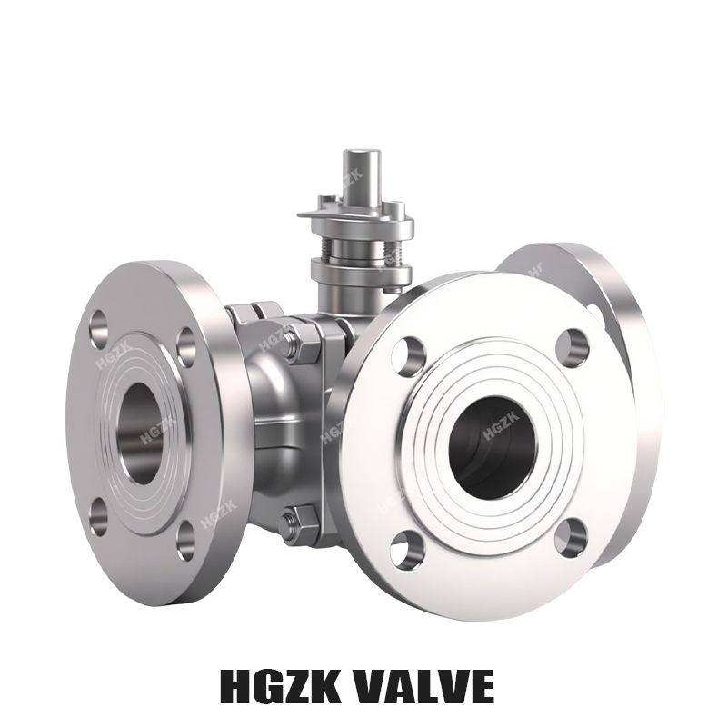 Q44/5F-16P Stainless steel three-way flange ball valve