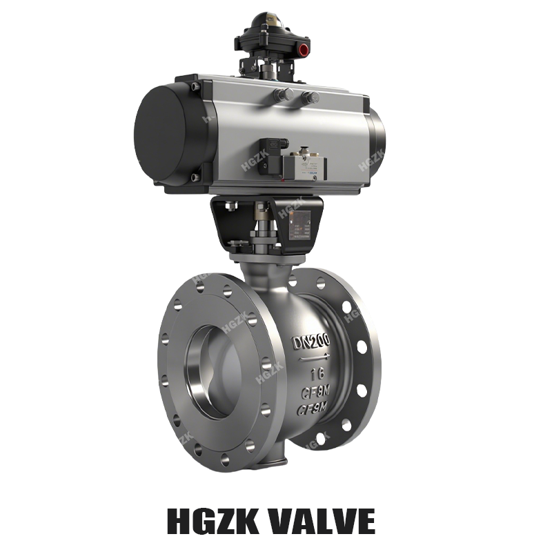 Пнеуматични В-типов куглични вентил