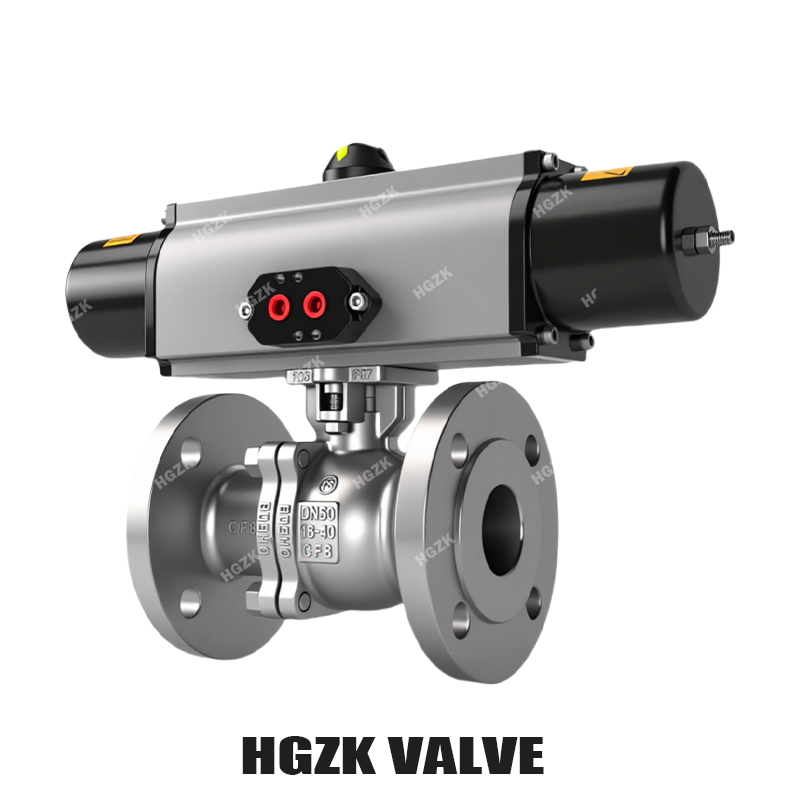 Válvula de bola de brida de yugo neumático