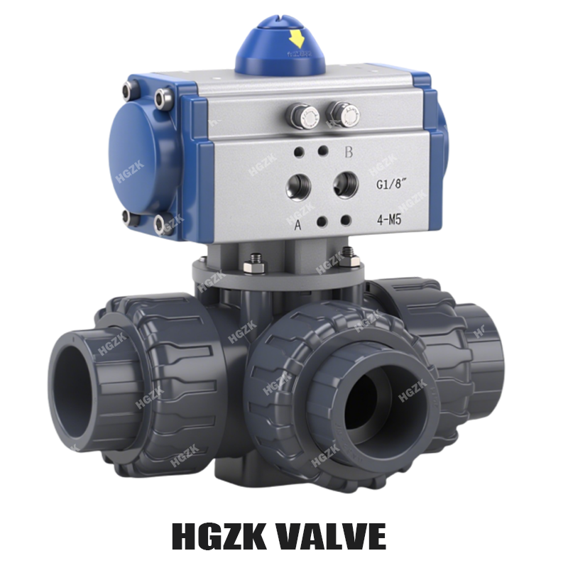 P3QV-8UUX วาล์วควบคุมสามทางพลาสติกแบบมีเกลียวภายในขับเคลื่อนด้วยลม