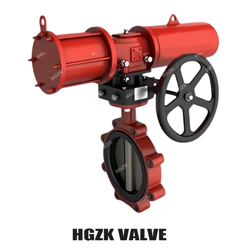 Pneumatic Rack and Pinion Actuated Lug Type Butterfly Valve with Handwheel