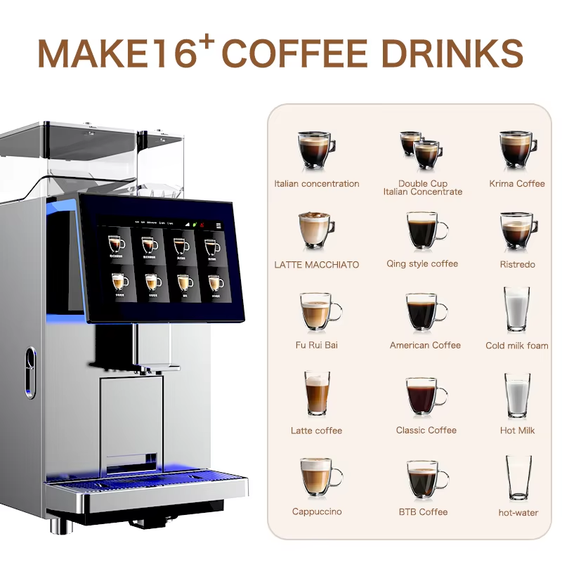 digital touch screen professional commercial fully automatic bean to cup espresso coffee machine with milk frothing-19