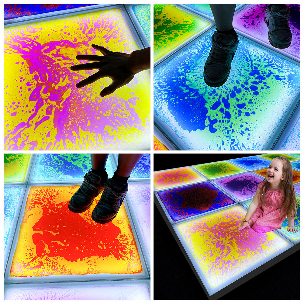 New Technology Upgrade LED Luminescent Liquid Floor Tiles Children's Puzzle Toys Squeezing Toys T-stage Show factory