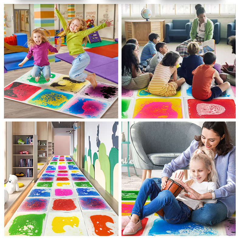 11.8/15.7/19.6 Inch 9Pcs Preschool Kindergarten Nursery Sensory Floor Mat Kids Non-Slip Sensory Mats Liquid Floor Tiles Set supplier