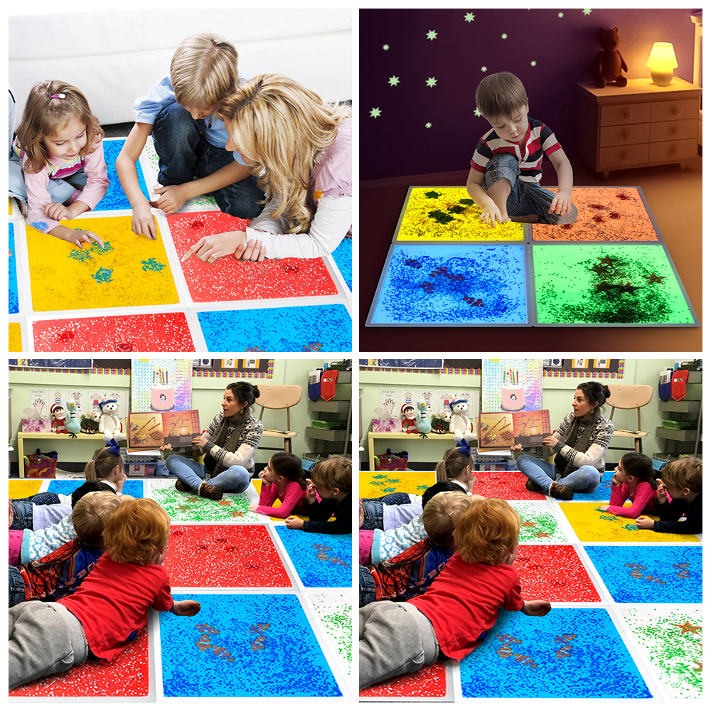 Square aquarium liquid sensory floor tiles suitable for treating children with autism, puzzle toys for children, squeezing toys manufacture