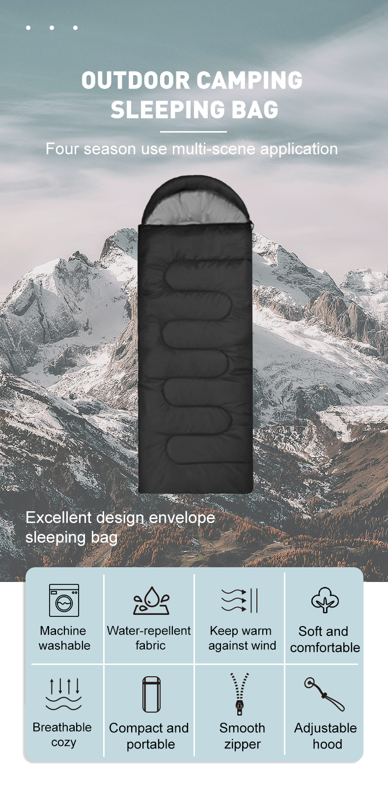 Camping Sleeping Bag Black supplier