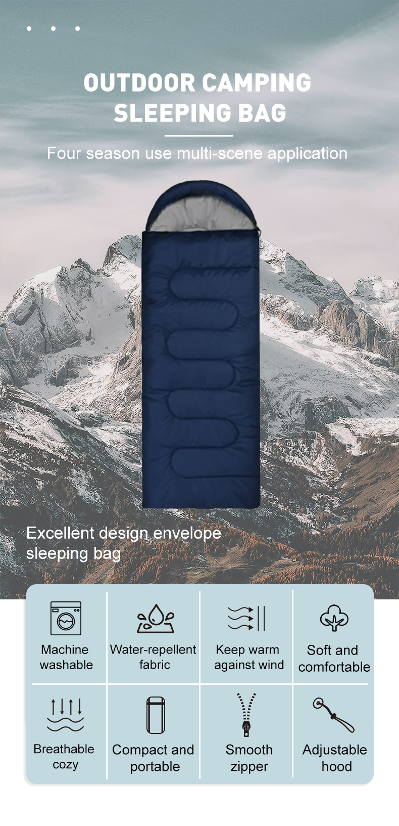 Camping Sleeping Bag Blue manufacture
