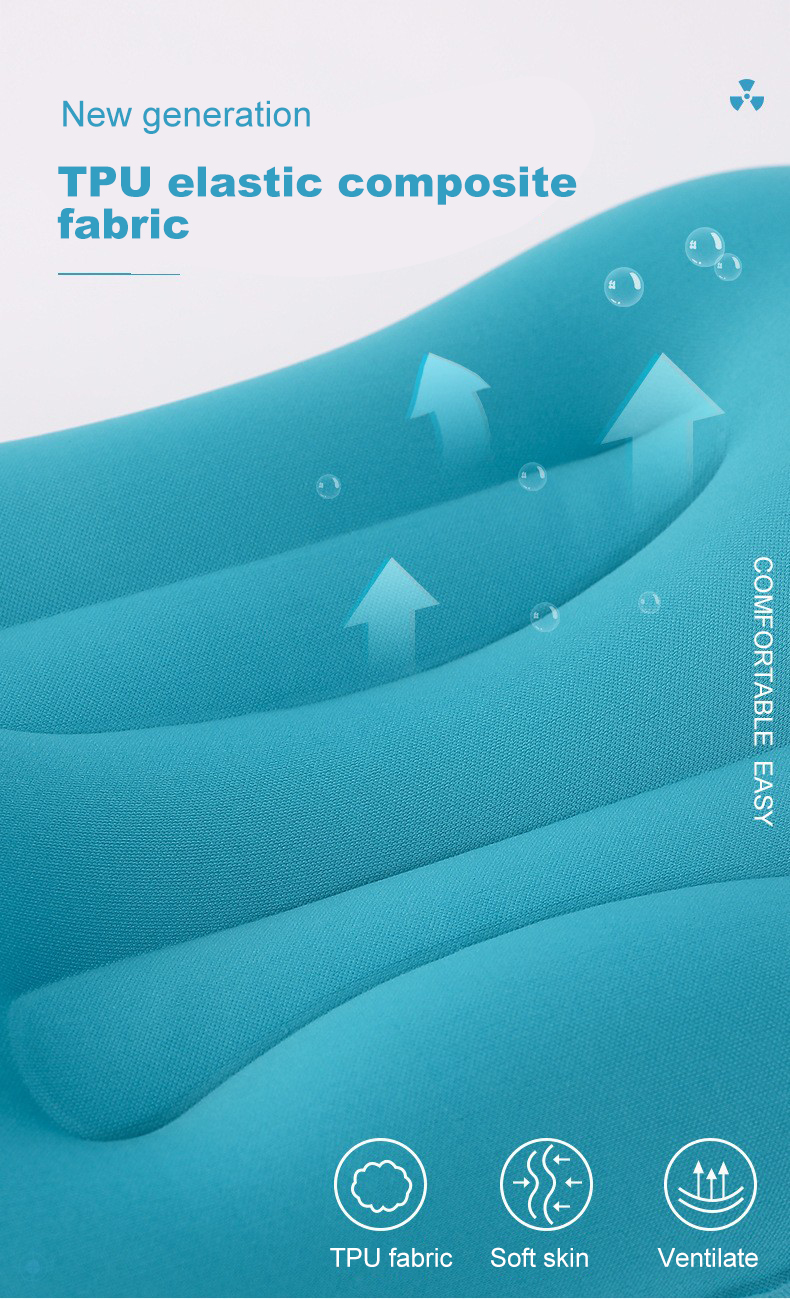 Cashew-shaped Squeeze and Inflate Travel Pillow details