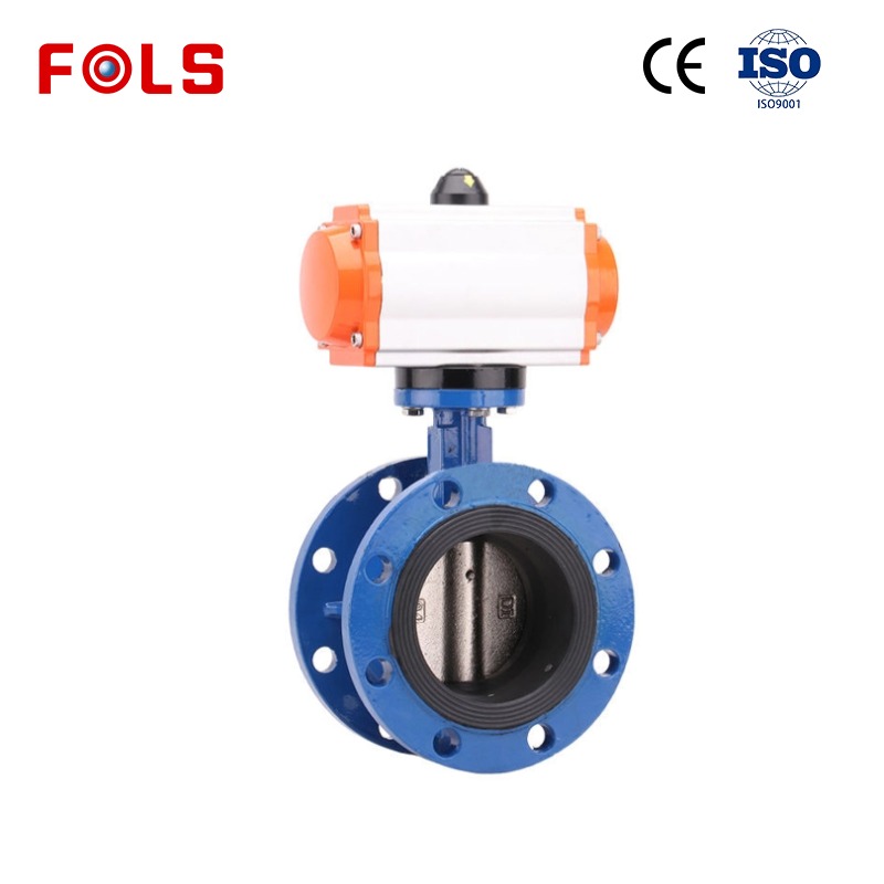 FOLS Double Flanged Pneumatic Actuated Butterfly Valve