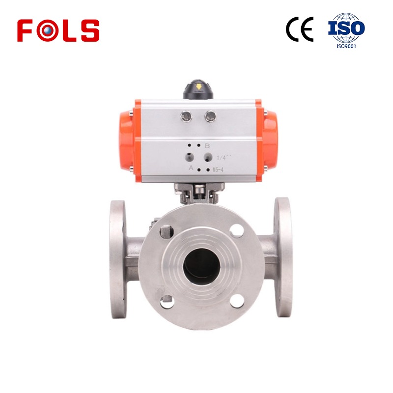 FOLS Pneumatic Actuator Flange 3 Way Ball Valve