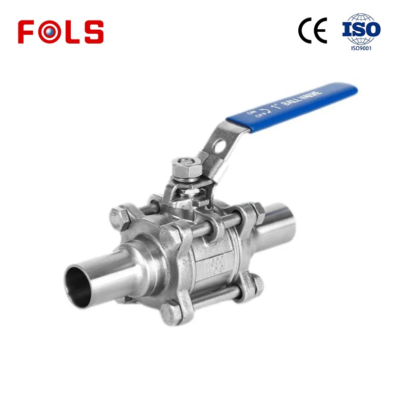 304 316 Stainless Steel 1/2 Inch 3 Pcs Weld Extended Wafer Half Manual Ball Valve