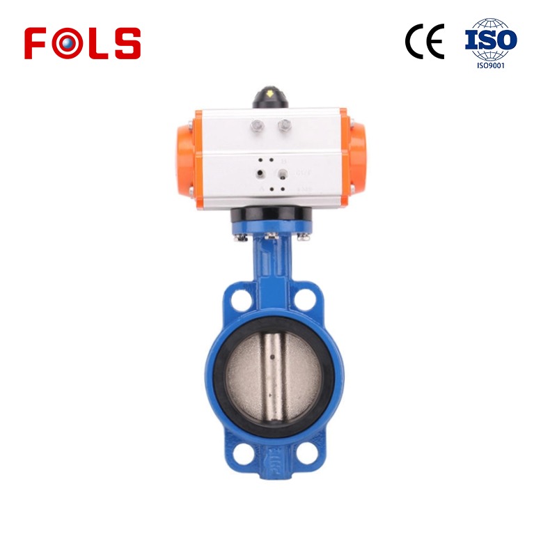 FOLS ductile iron soft seal pneumatic butterfly valve