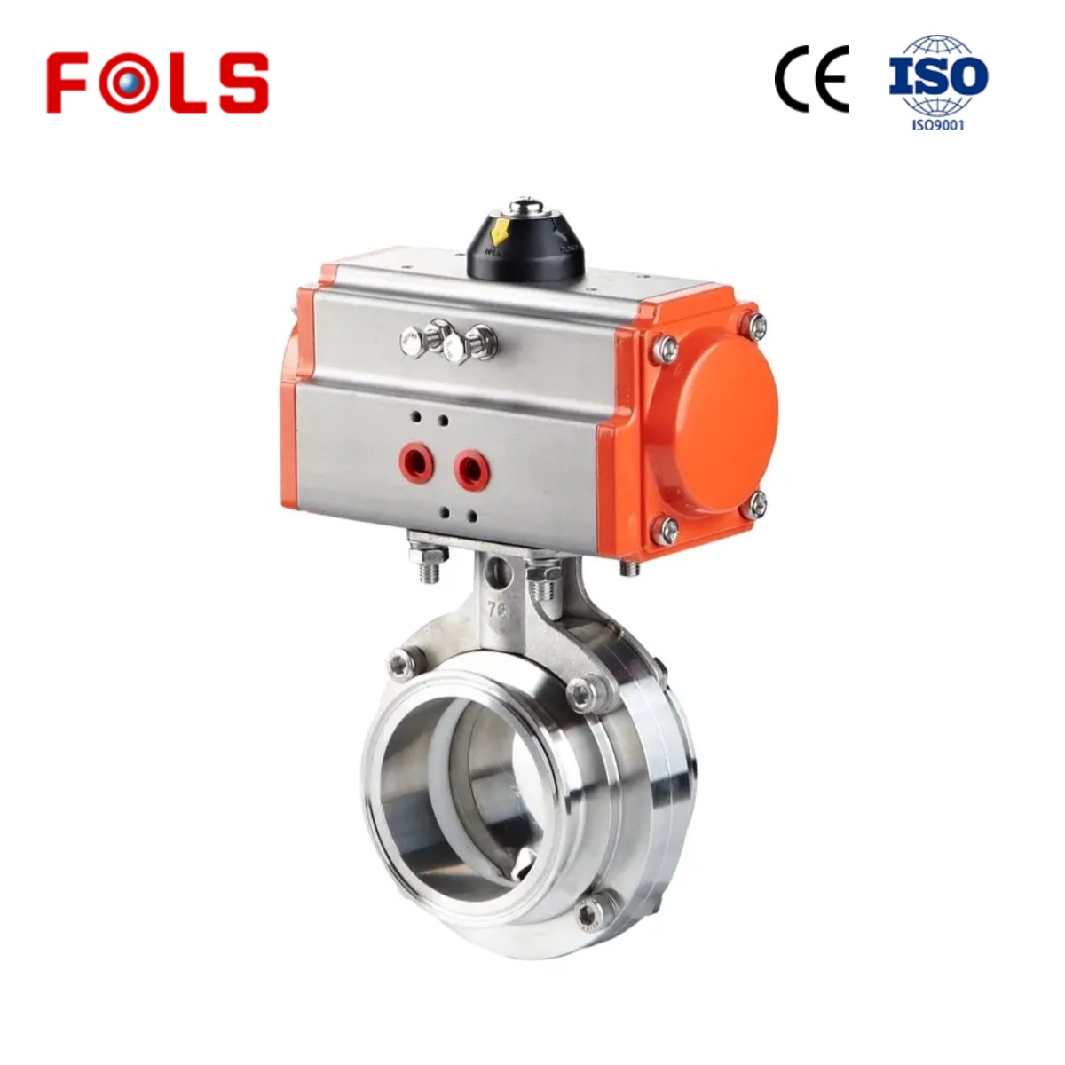 FOLS Pneumatic Sanitary Tri-clamp Butterfly Valve 
