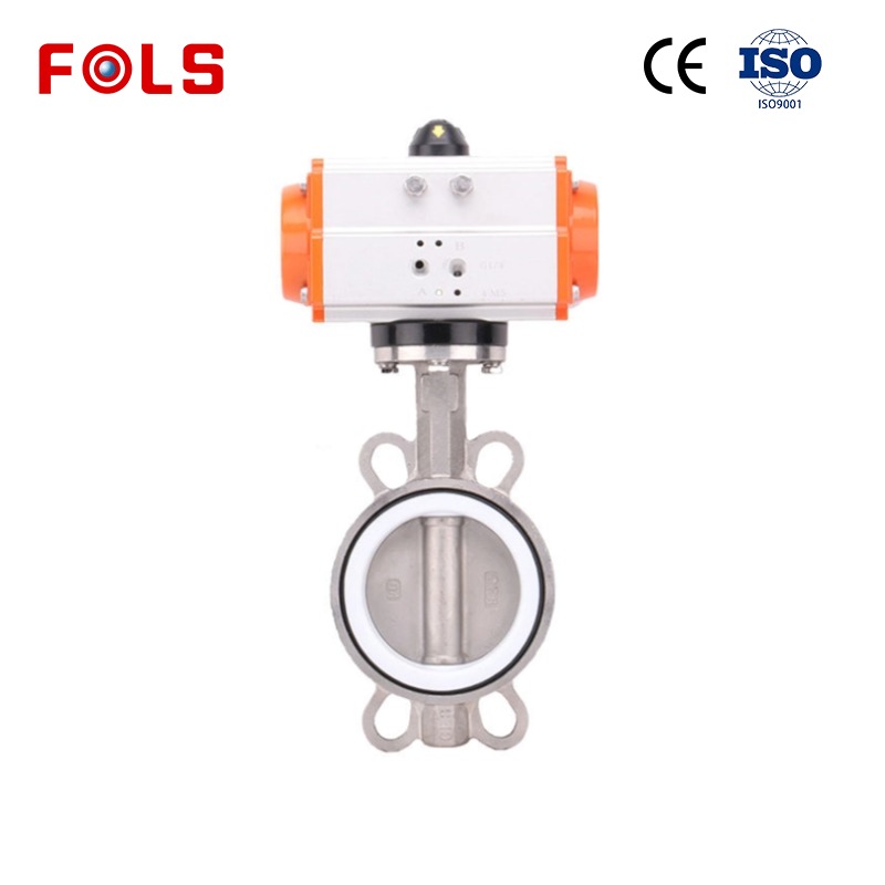 FOLS  Stainless Steel PTFE Pneumatic Actuated Butterfly Valve