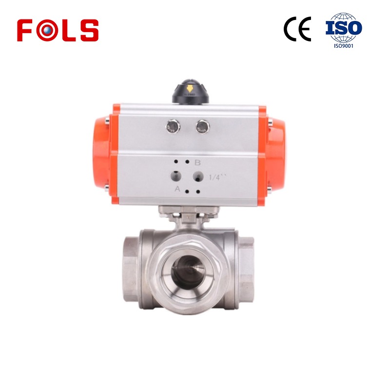 FOLS Pneumatic 3 Way Thread Ball Valve