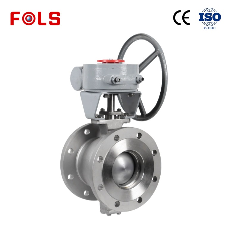 Turbine flange stainless steel ball valve