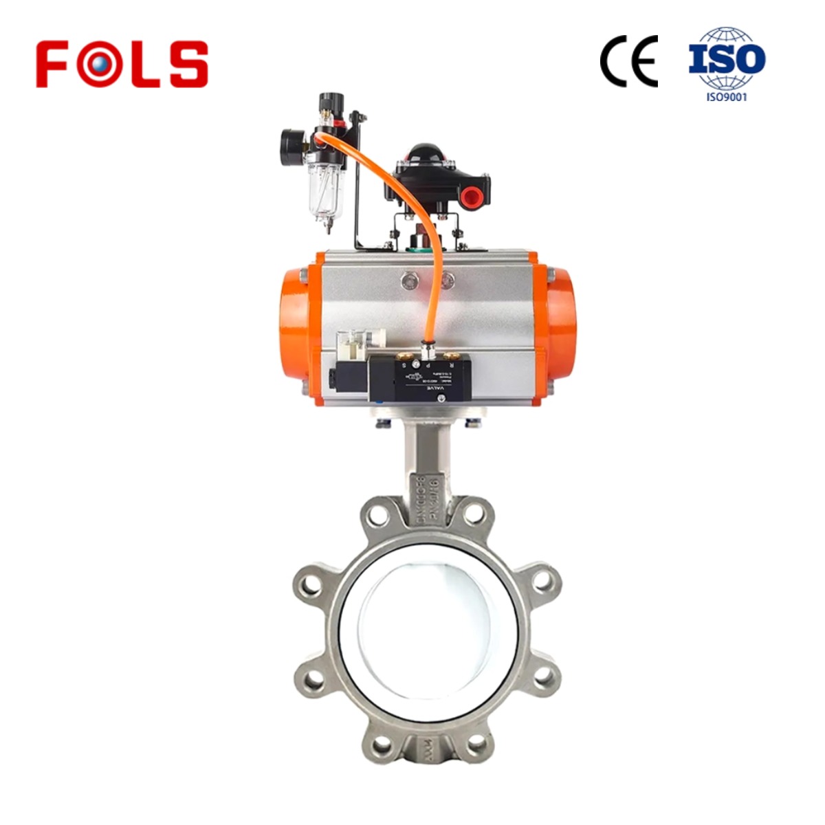 FOLS Pneumatic PTFE lug butterfly valve 