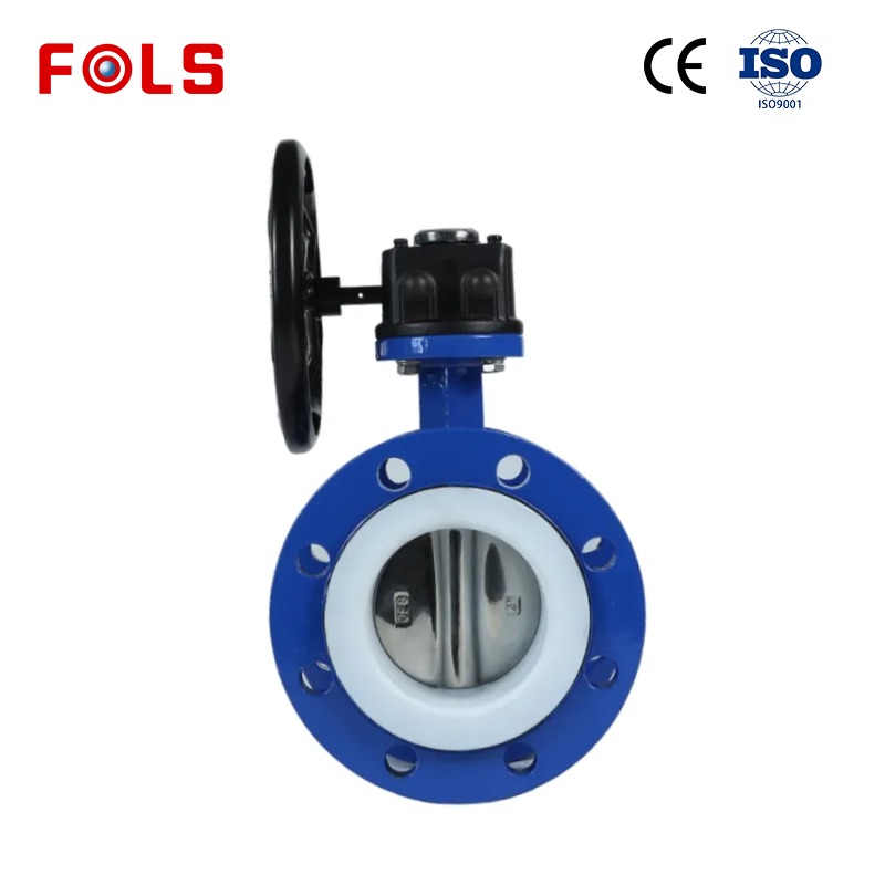 Turbine flange type PTFE ductile iron soft seal butterfly valve