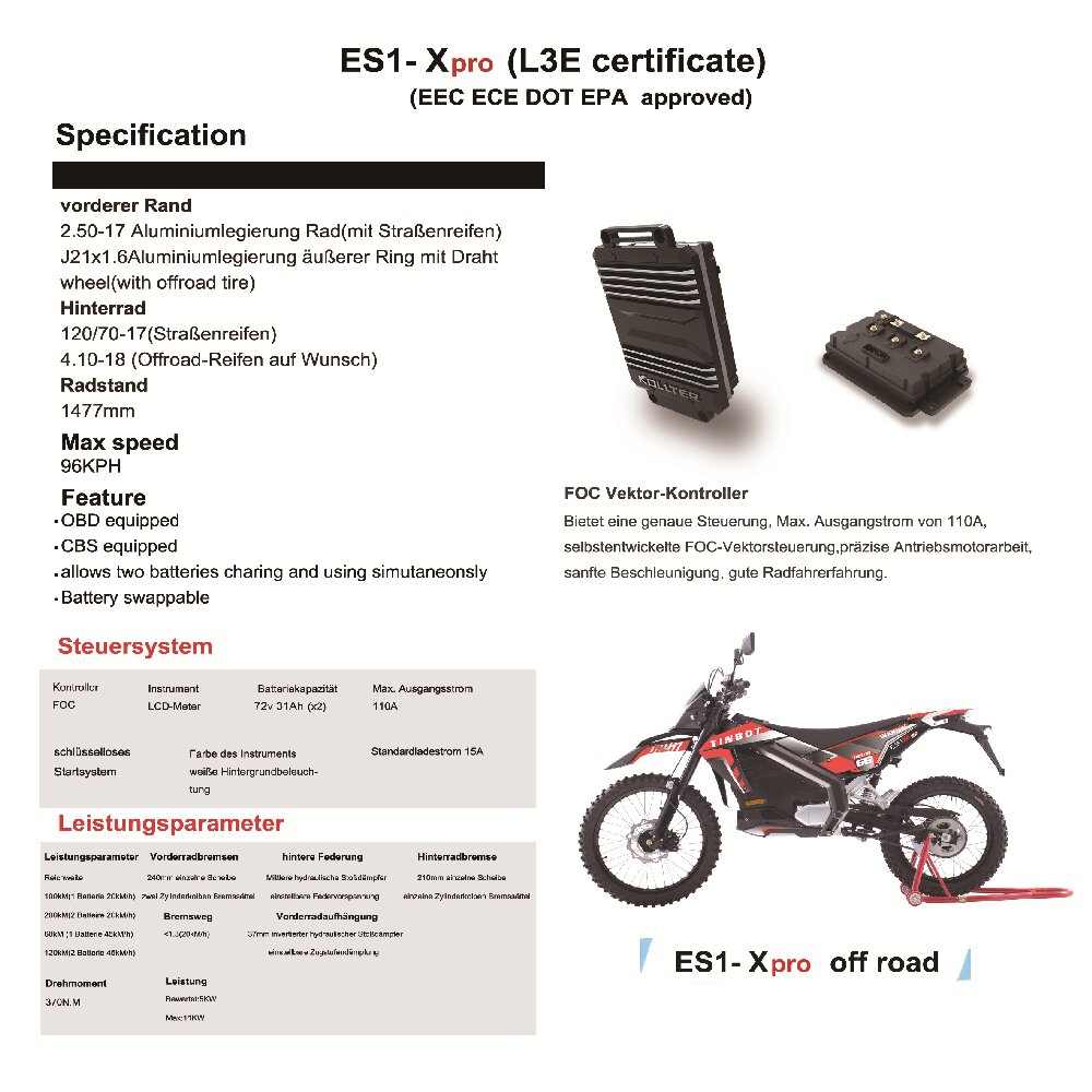 ES1 Kollter TINBOT ES1 Unique features electric Motorcycle Widely Used Motorcycle Electric Bike For Adults details