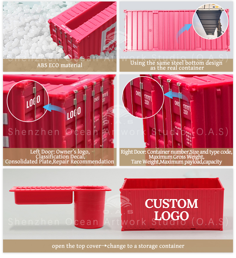O.A.S carefully made 1:35 COSCO Shipping container container model, cleverly transformed into a practical pen holder box. Model carefully selected high-quality materials, durable. The appearance height is restored to COSCO shipping container, the details are accurate and in place. Enterprises can customize their own logo, whether it is a business gift or office placement, can highlight the brand characteristics, both practical and propaganda value, and show their intentions. Amber@vesselmodel.com Tel: +86 18038048785