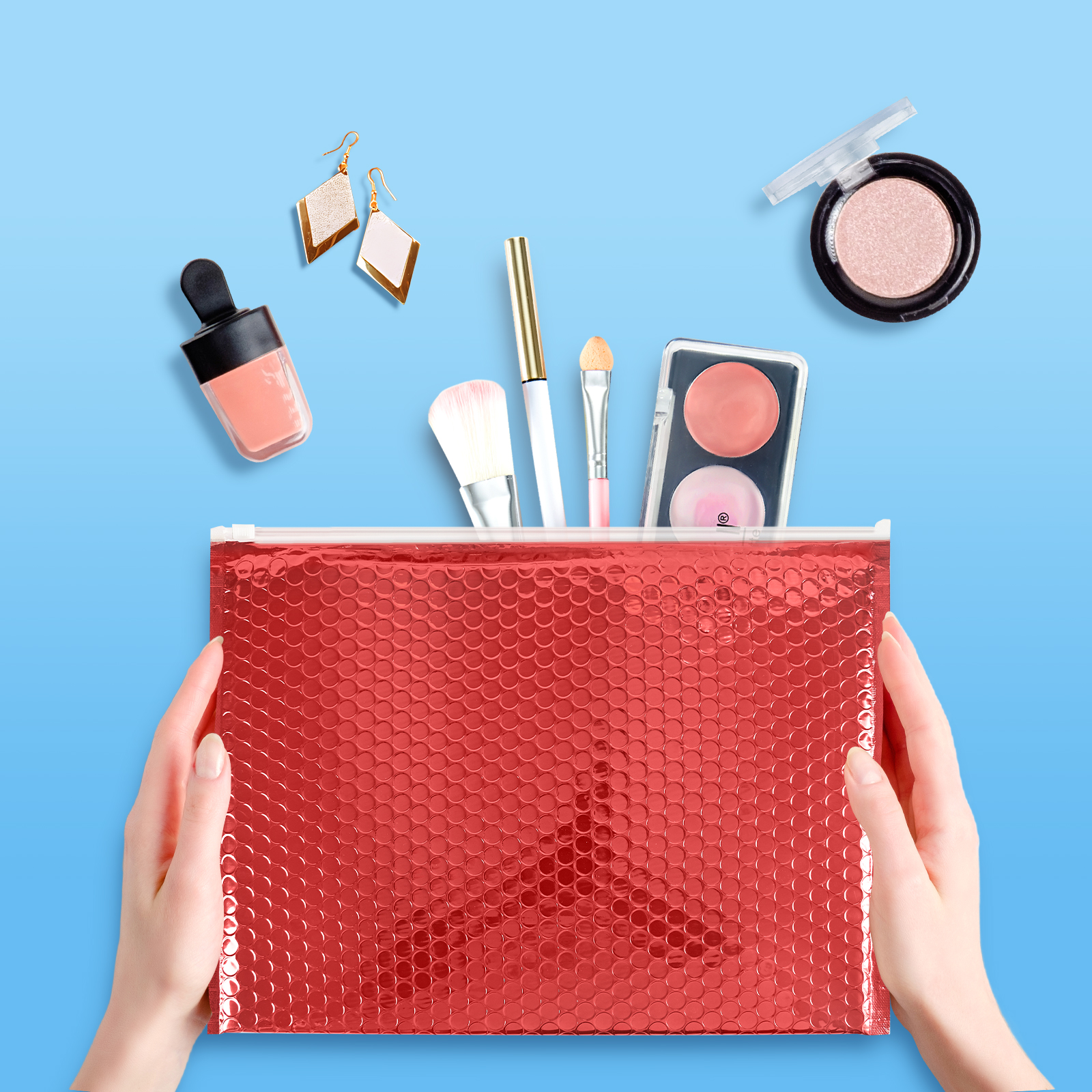 Red Zipper Bubble Pouch factory