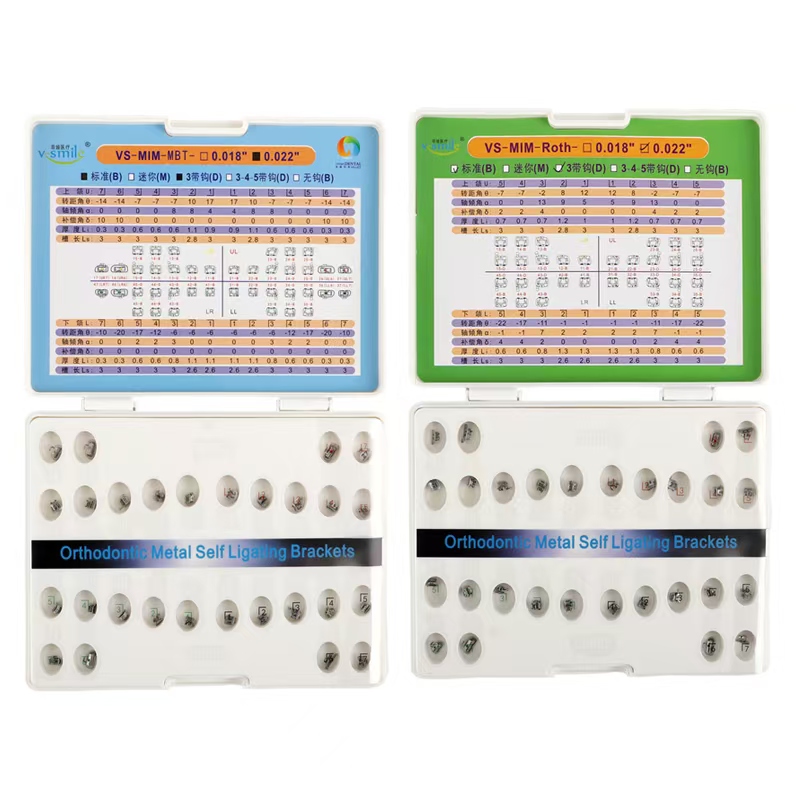 V-smile passive metal self-ligating brackets with 10 nickel-titanium alloy archwires