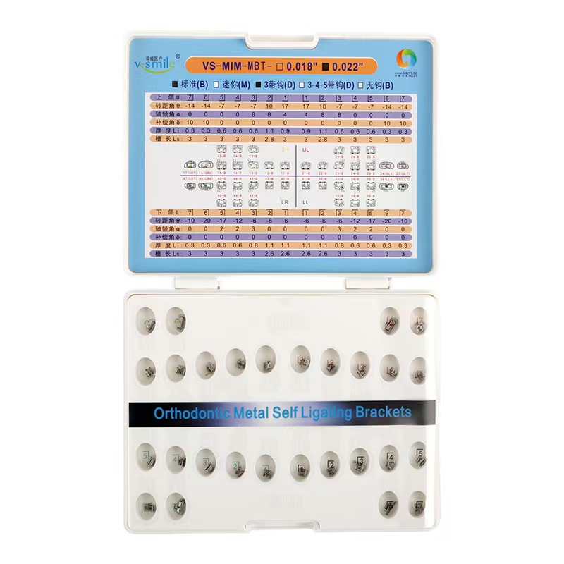 V-smile passive metal self-ligating brackets (with 8 copper nickel-titanium archwires and 2 stainless steel archwires)