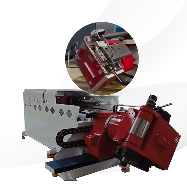 360-degree rotating machine for headrest and anti-roll bar stabiliser sway bar