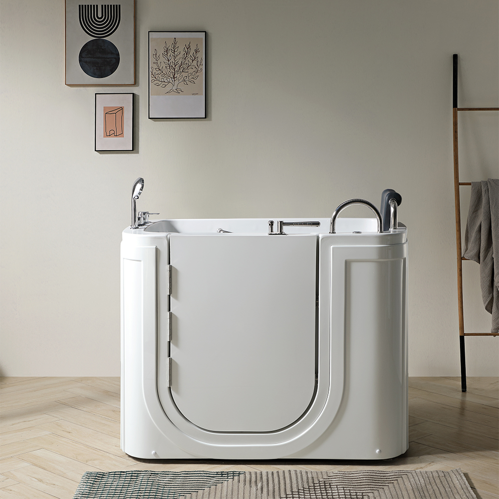 Приступачна цена Нескочни Чисти акрилни Слободан за старије модерна купатила купатила прилагођена топла бела боја опремљена ручницом нежна увлачење овална бања за старије