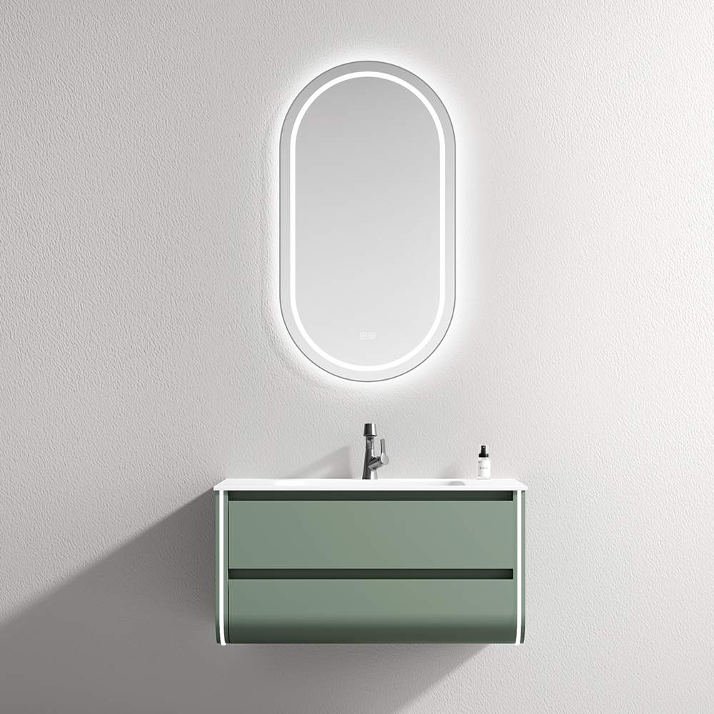 التصميم العصري الحديث الأكثر مبيعًا لخزانة حائط حمام بمغسلتين مطلية باللون البني مع مرآة لمكان الحمام