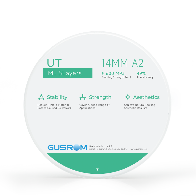 بلوک زیرکونیا چندلایه UT ML برای بازسازی‌های جلویی زیبا