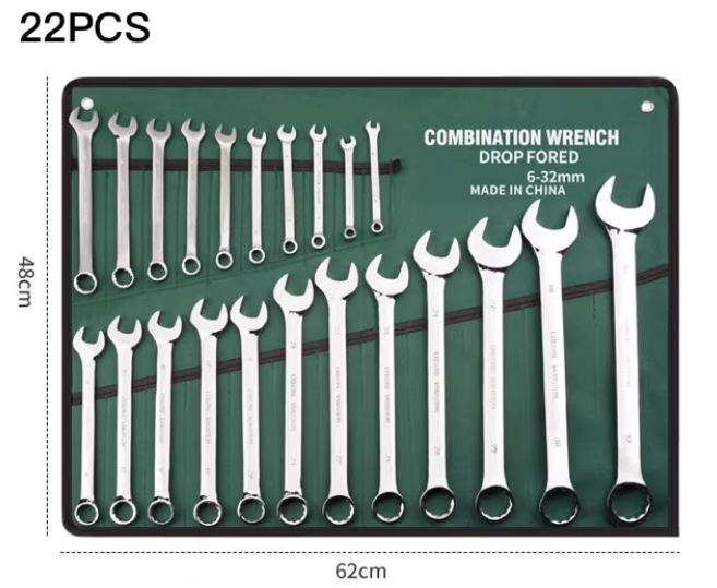 6/8/10/12/14/15/18/20/22 PCS Universal Repair Hand Tool Polished Chrome Open Ring Combination Spanner Wrench Set factory