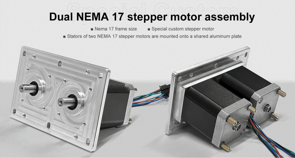 JSS MOTOR successfully developed the dual NEMA 17 stepper motor assembly