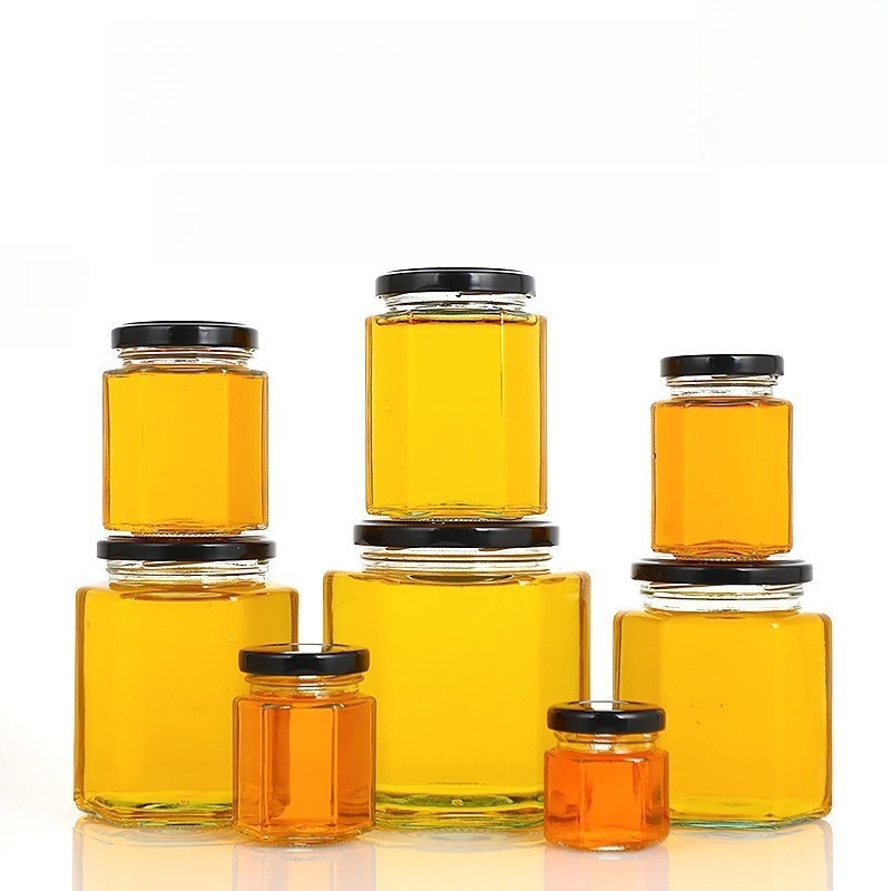 Kimchi, asal, chili sos, jam saqlash uchun To'rtburchakli Steklov Jar 45ml 100ml 180ml 280ml 380ml 500ml Yuqori Steklov Qutu