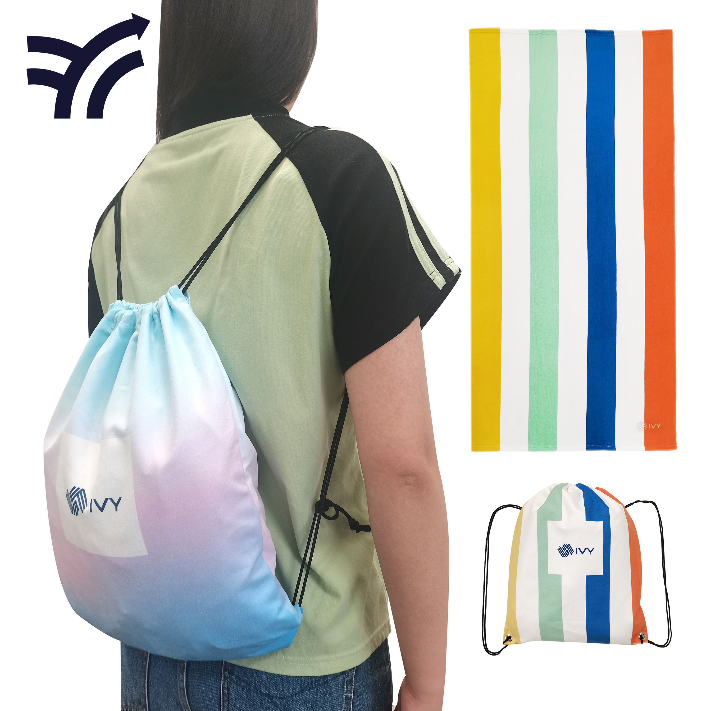 Beach towel with travel bag