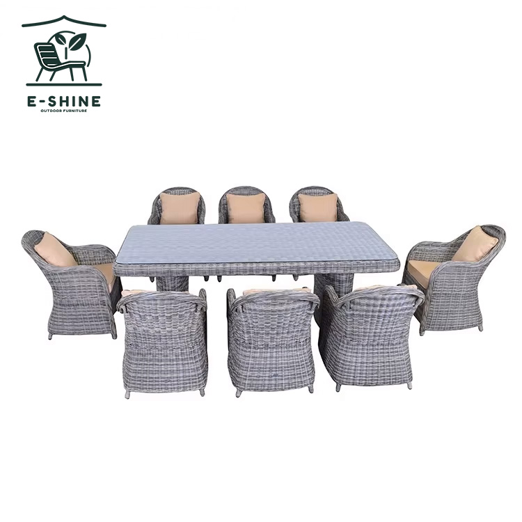 Modern Outdoor Dining Chair Set Rattan/Wicker with Wood Plastic Teak Metal PE Rope for Courtyard Apartment Dining Room Furniture