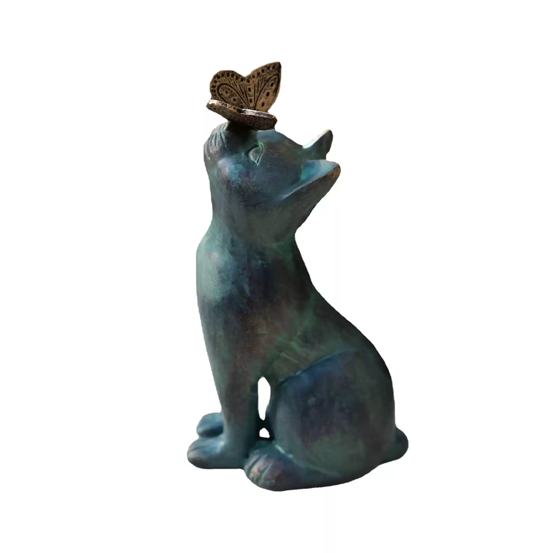Curious Cat Resin Miniature Statue for Indoor and Outdoor Use