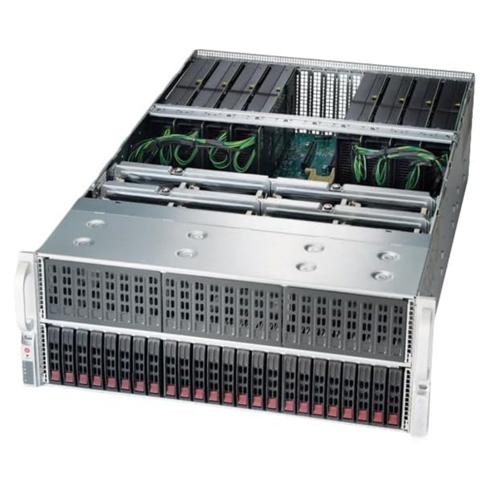 SYS-4028GR-TRT 4U GPU سرور—دوہرے انٹیل Xeon E5-2600 v3/v4، 24 DDR4 DIMM، 24-بے 2.5 انچ ہاٹ سویپ، 8 PCIe 3.0 x16 اسلاٹس، اعلیٰ کارکردگی کمپیوٹنگ اور AI تربیت