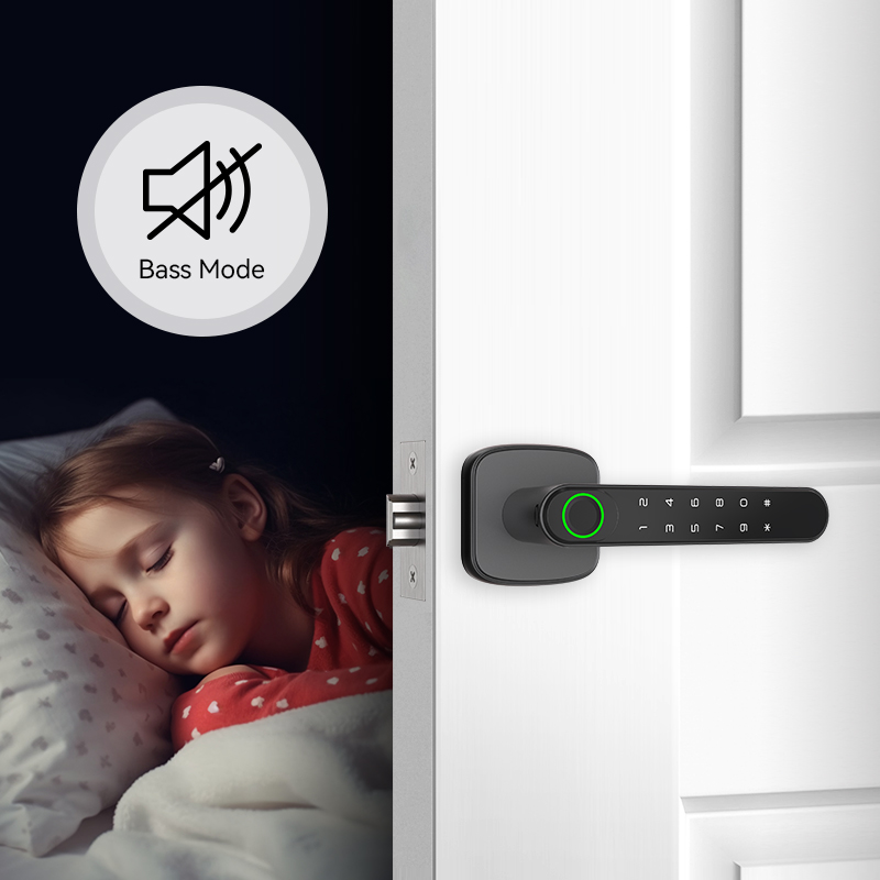 Tuya Smart Biometric Lock Single Deadbolt Aluminum Electric Door Handle with Fingerprint Recognition Waterproof Mini Smartlock