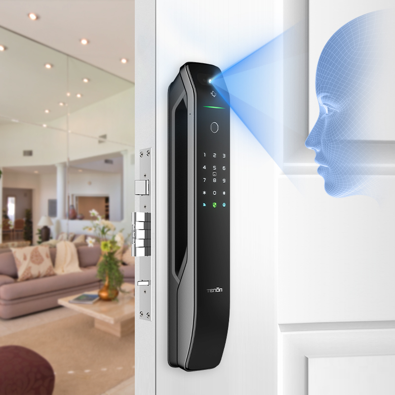 A6Pro 3D Face Fingerprint Recognition Smart Door Lock Aluminum Security Tuya Wifi Intelligent Lock for Smart Memory Card