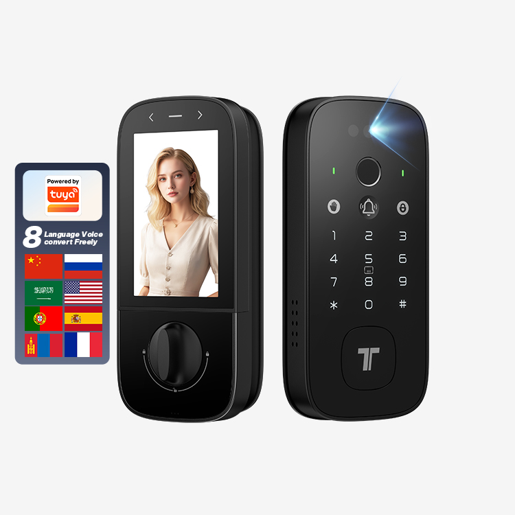 K10Pro Smart Electric Digital Lock Tuya WiFi Enabled Fingerprint Palm Vein Recognition Card Reader Keyless Unlock for Home Use