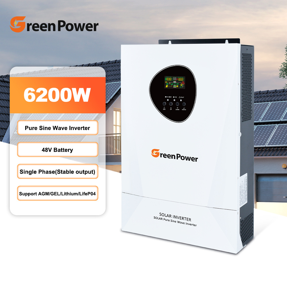 מחיר מפעל להפוך שמשי 5.5KW 6.2KW 8.6KW 11KW 48V גל סינוס טהור מחוץ לרשת היברידי הפוך שמשי עם Mppt