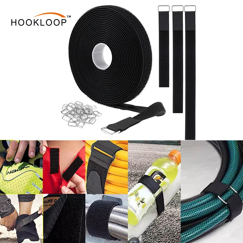 हुक और लूप स्ट्रैप्स, समायोज्य फास्टनिंग केबल स्ट्रैप्स, लंबाई में काटने योग्य सिंच स्ट्रैप, कॉर्ड टाई को सुरक्षित करने के लिए ऑर्गेनाइज़र स्टोरेज के लिए