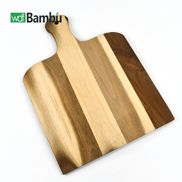 WDF Classic Style Custom Bamboo Pizza Paddle Shovel Live Edge Cutting Board Durable Wood Pizza Peel With Handle