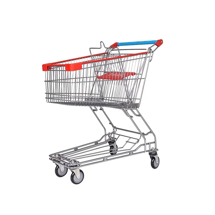 Wholesale Metal Convenience Store Market Supermarket Shopping Cart Trolley With 4 Wheels